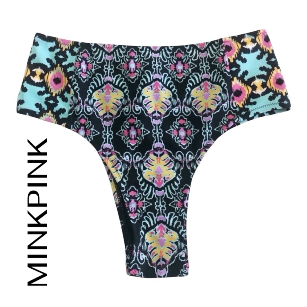 MinkPink High Waisted Colorful Bikini Bottoms Size XS NEW Summer Beach Cruise